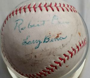 A ball signed by lots of Yankees, including 