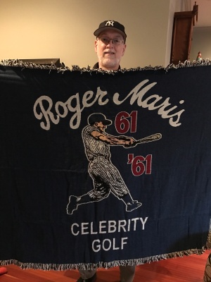 My Roger Maris blanket, a gift from his wife, Patricia.